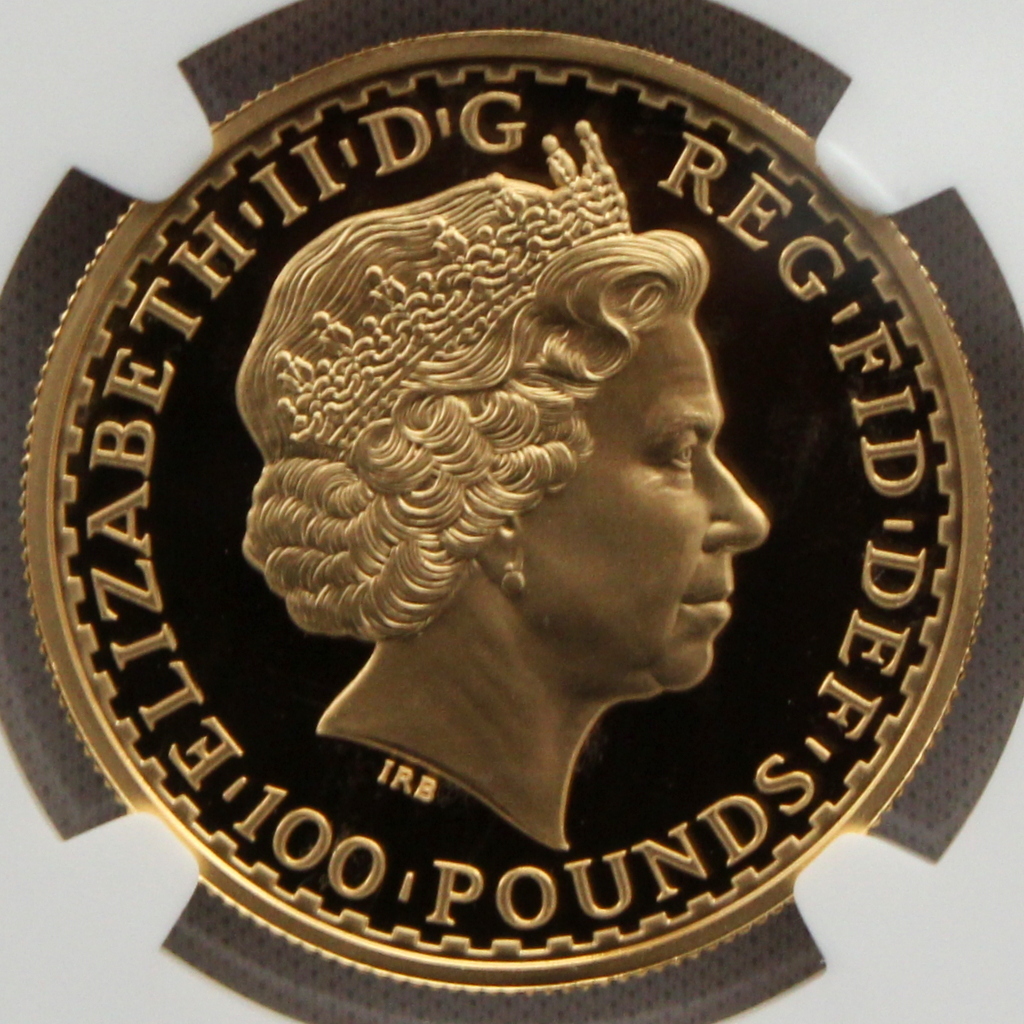 2001年 イギリス ブリタニア ライオン 100ポンド 金貨 NGC PF70UC 最高鑑定品！！の画像6