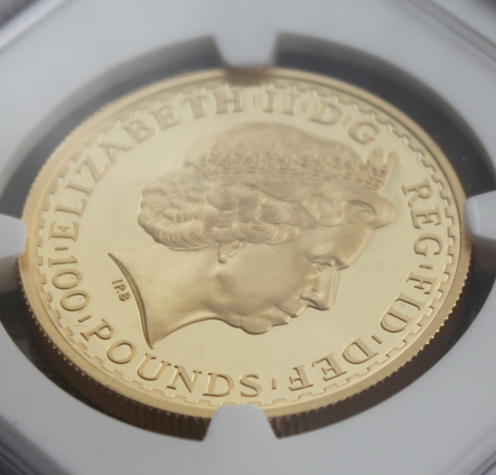 2001年 イギリス ブリタニア ライオン 100ポンド 金貨 NGC PF70UC 最高鑑定品！！の画像8