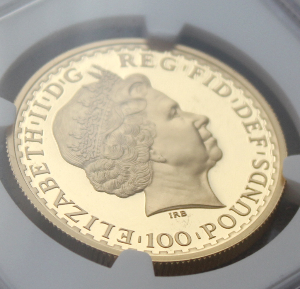 2001年 イギリス ブリタニア ライオン 100ポンド 金貨 NGC PF70UC 最高鑑定品！！の画像9