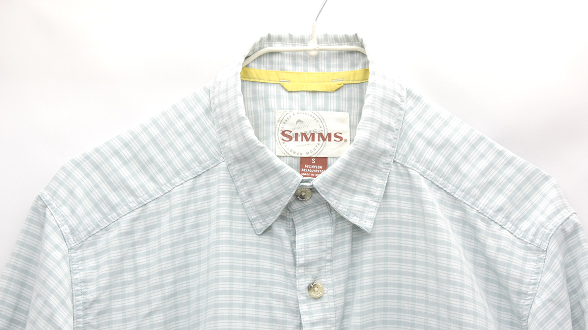 送料無料■SIMMS 半袖ボタンシャツ ライトブルー Sサイズ シムス_画像2