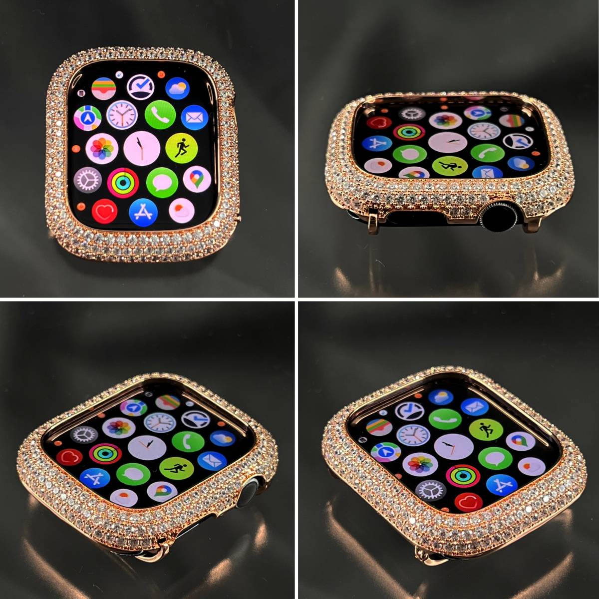 40MM 44MM rose Apple watch CZ diamond bezel 002 cover case APPLE WATCH series 6 series 5 series 4 SE animation 