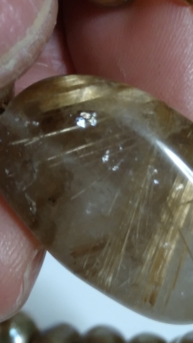 ルチル入り水晶とゴールド真珠６２g、４０cm_画像8