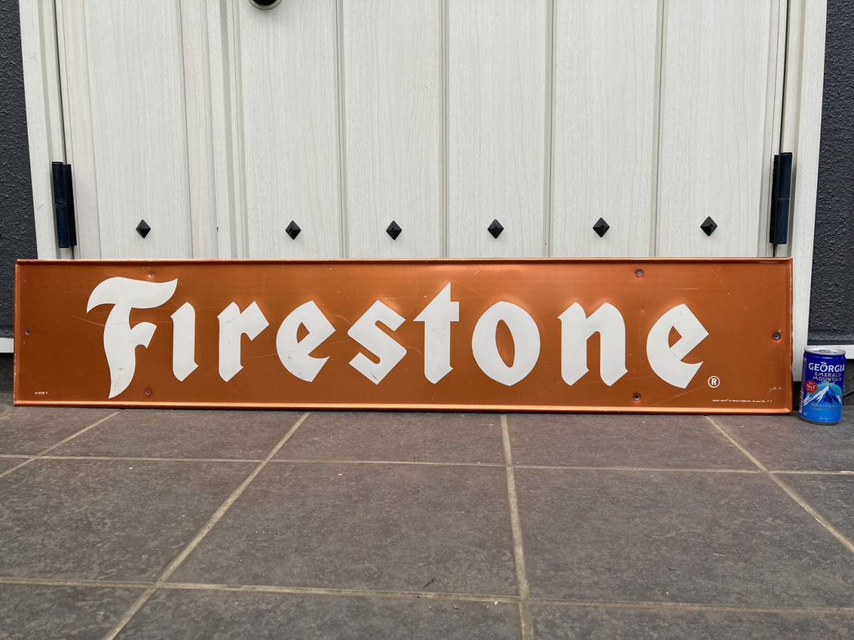 ビンテージ 大型 看板 Firestone ファイヤーストーン 1970s 幅121cm / アメリカ 世田谷ベースの画像1