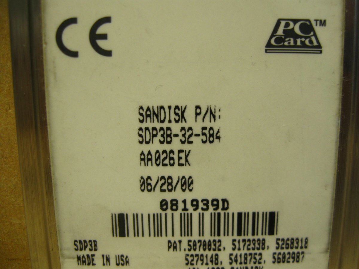 ▽SANDISK SDP3B-32-584 32MB FLASHDISK PCMCIA PC CARD ATA 中古 サンディスク PCカードメモリ_画像4