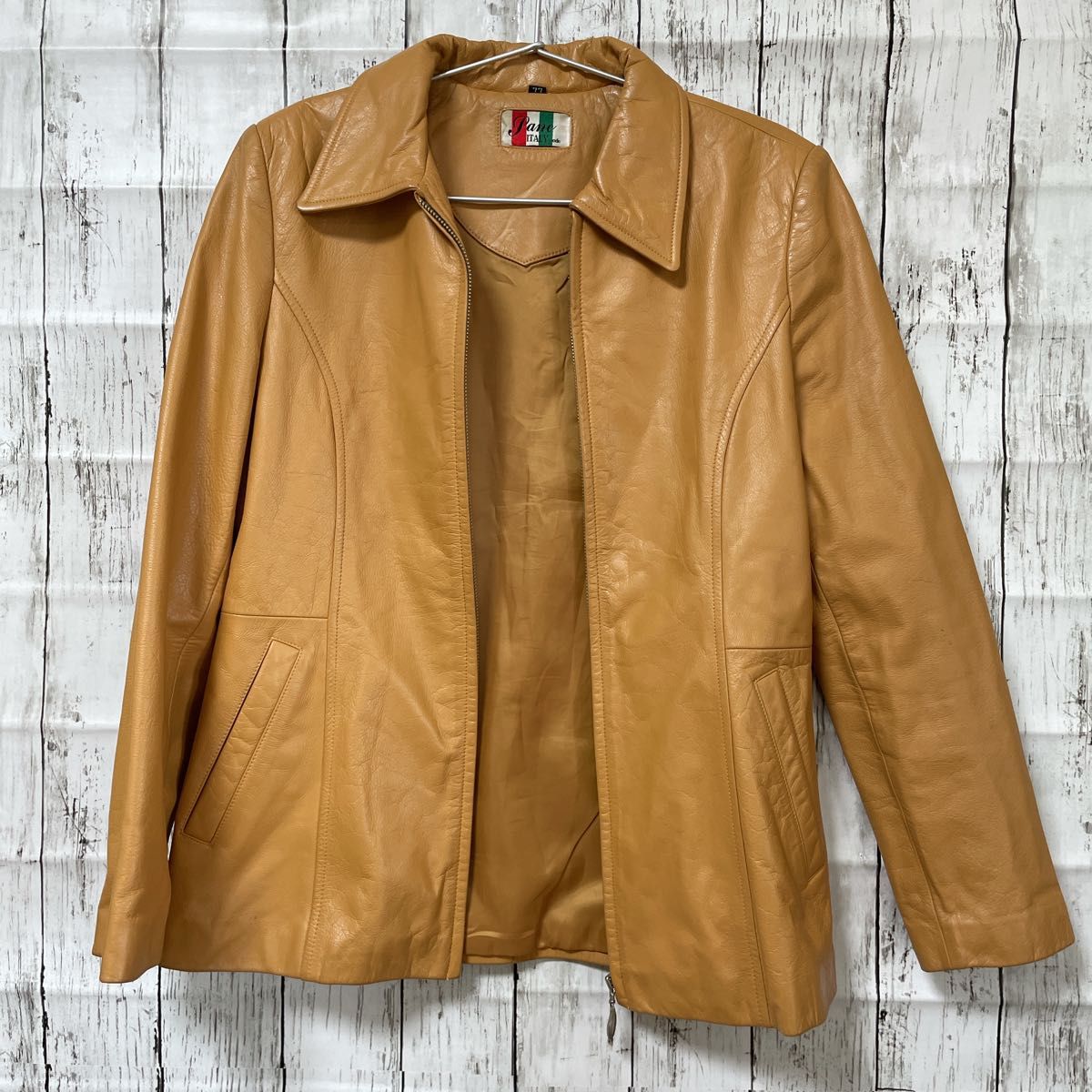 Pane Italy mode レザージャケット カーキー 本革ライダース Pane Italy mode レザージャケット カーキー 本革ライダース