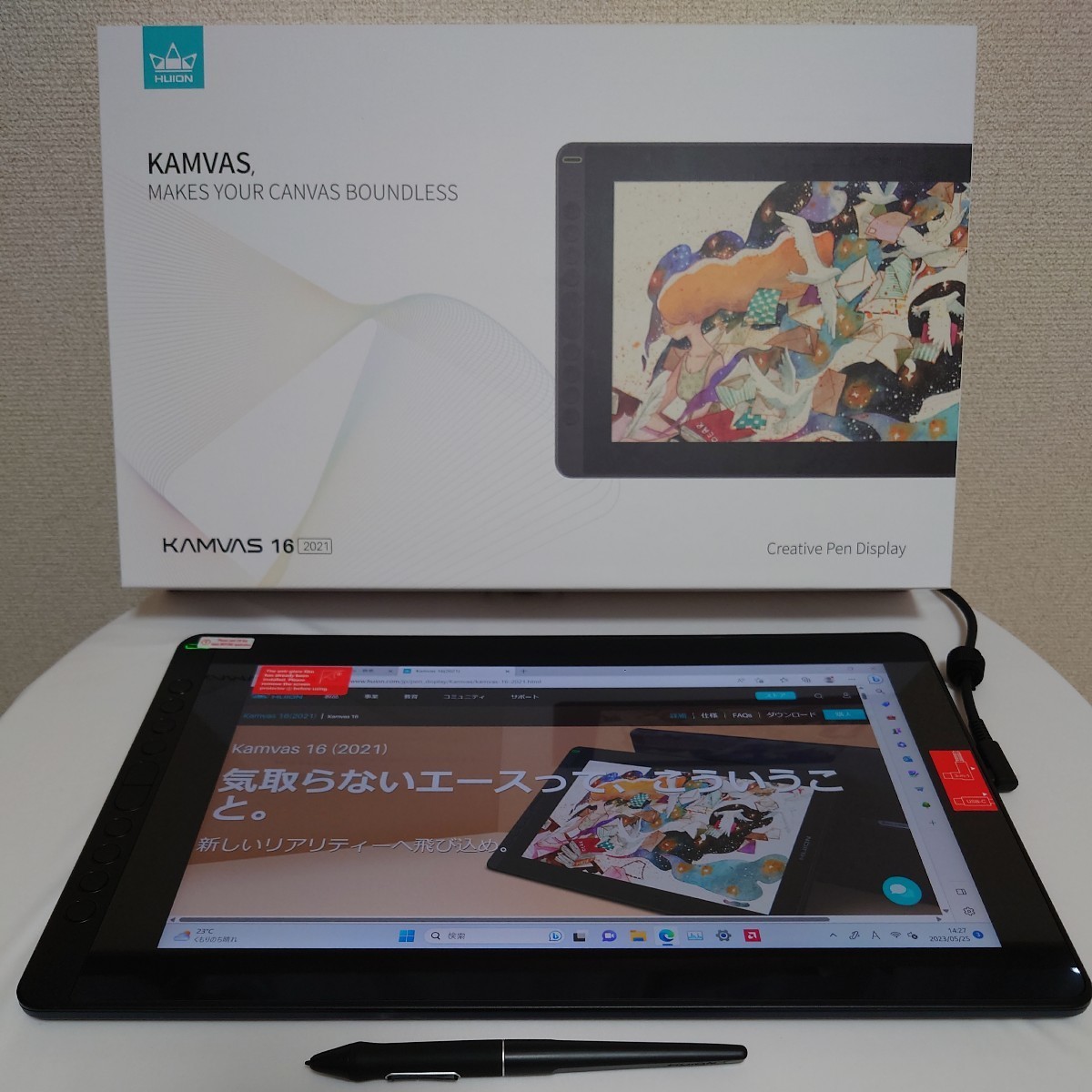 ほぼ未使用】HUION 液タブ 液晶ペンタブレット Kamvas 16(2021) 15.6