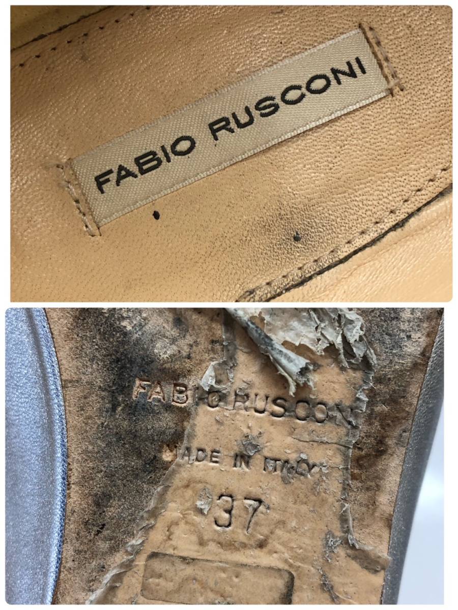 □FABIO RUSCONI 2wayローファー 37 銀 ファビオルスコーニ レディース バブーシュ イタリア製 フラット 複数落札同梱OK B230506-302_画像5