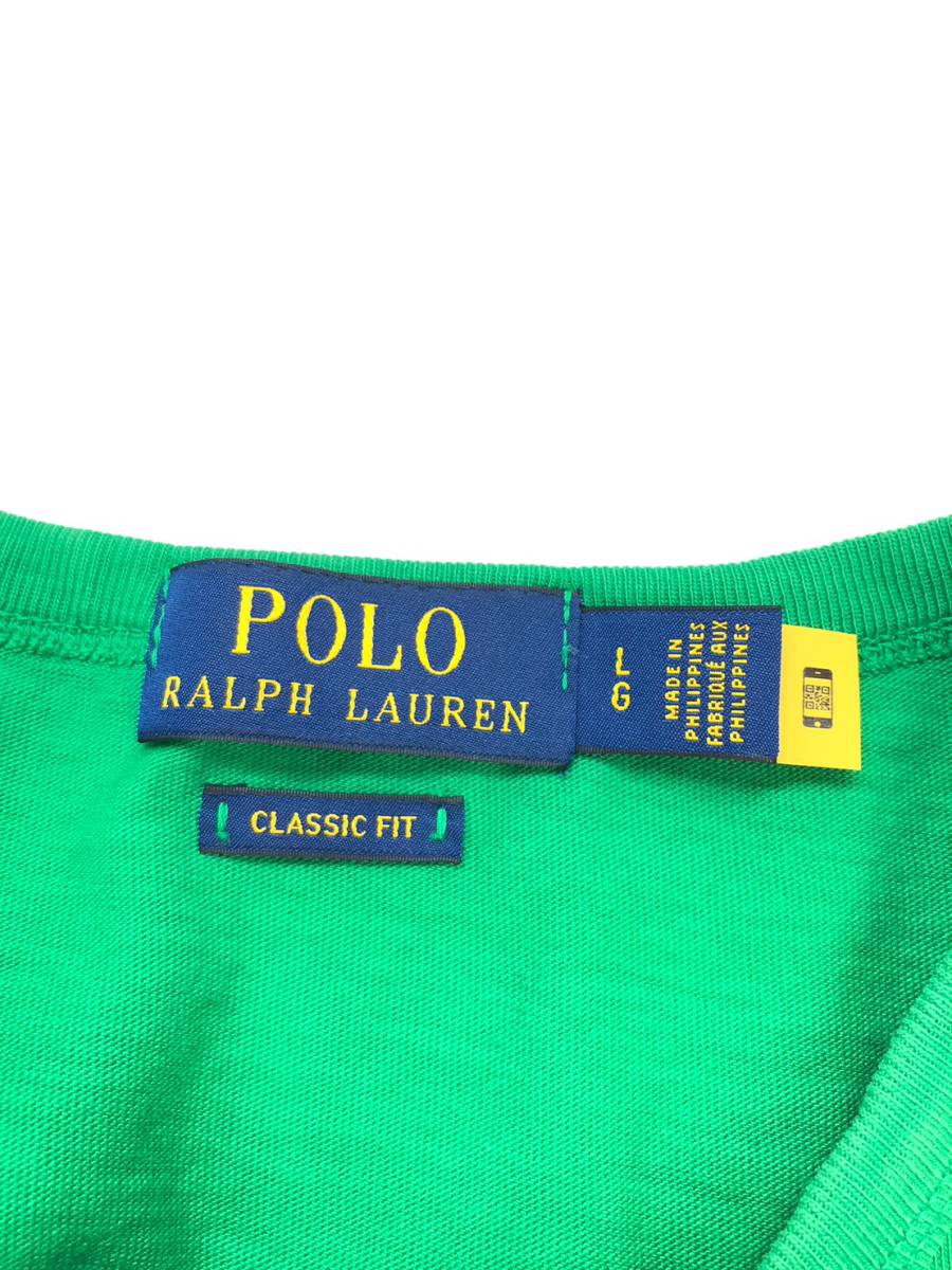 □POLO RALPH LAUREN ベースボールTシャツ L(180/100A) 緑 ポロラルフローレン 七分袖 CLASSIC FIT 複数落札同梱OK B230512-305●_画像3