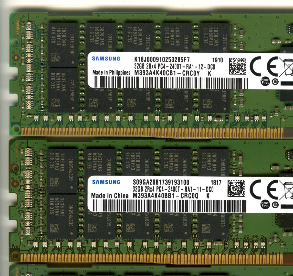 Samsung、DDR4-2400、ECC Registered、32GB×4枚セットで128GB、 reg rdimm サーバー用 1910他 中古 4枚組 DDR4-2666 32GB ECC UDIMM 計128GB