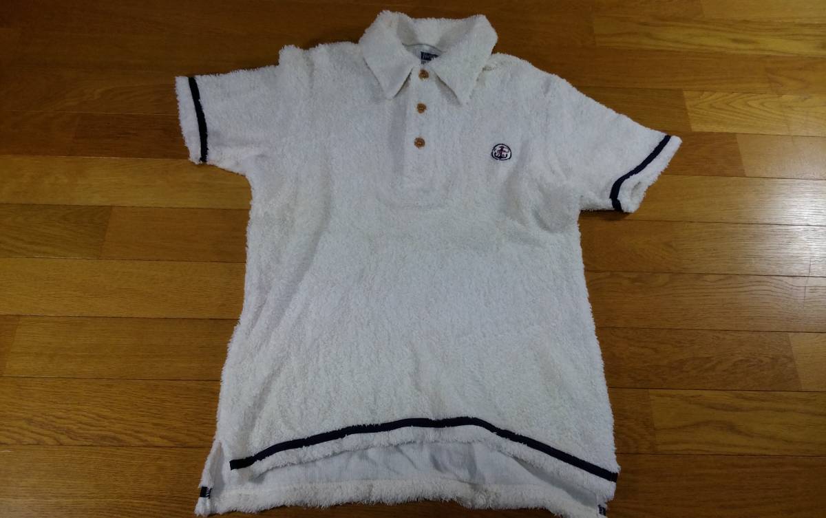Pherrows/ Fellows towel ground polo-shirt SIZE:S(36) white series navy blue postage 510 jpy ~