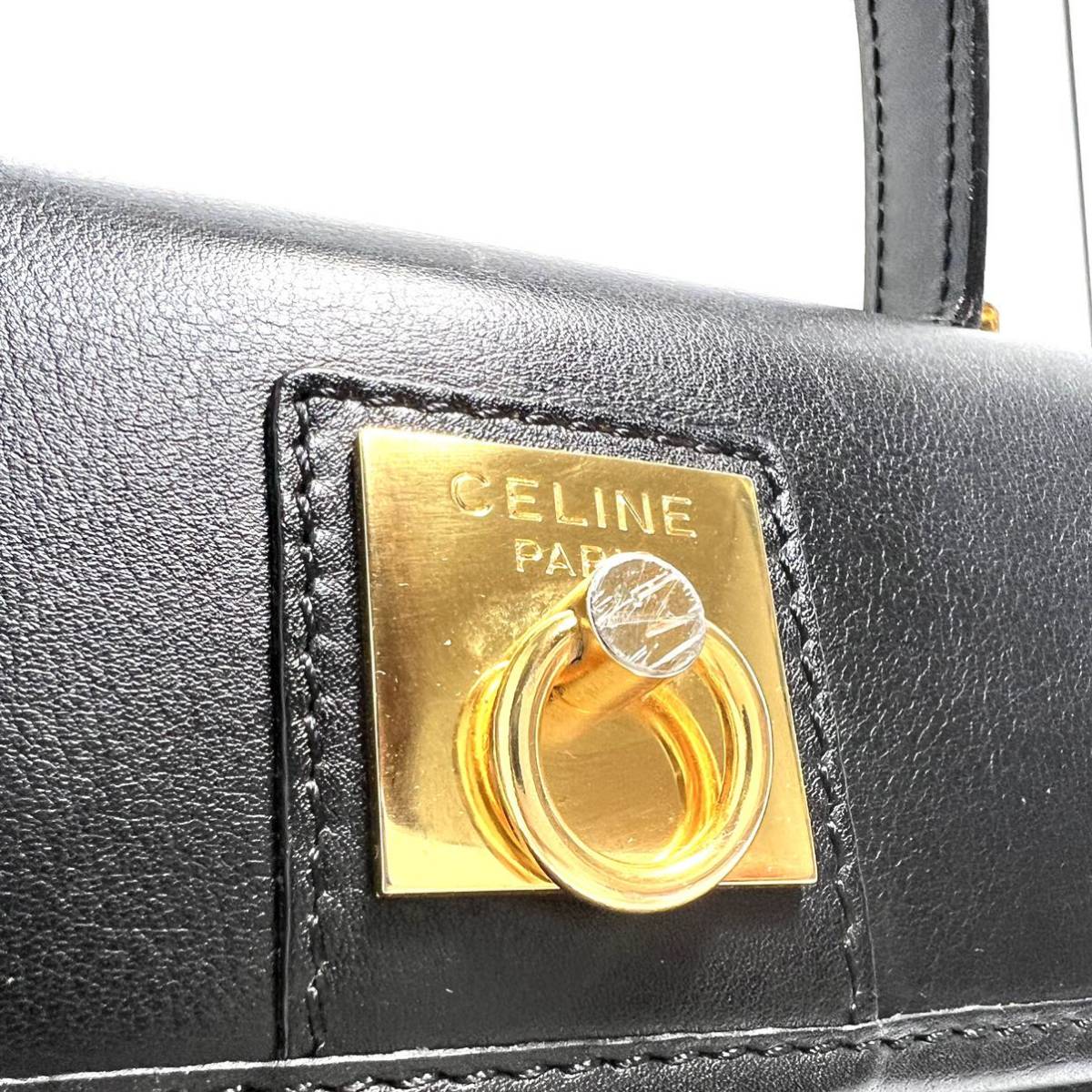 ☆良品☆ CELINE セリーヌ ガンチーニ金具 レザー ハンドバッグ