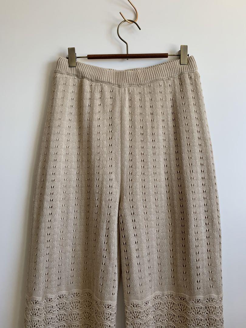 LEPSIM beige knitted wide pants lining equipped Lowrys Farm 