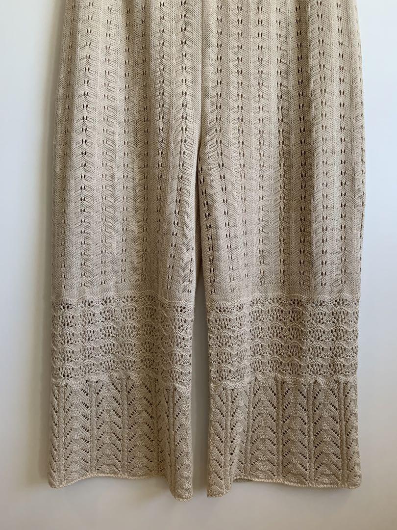 LEPSIM beige knitted wide pants lining equipped Lowrys Farm 