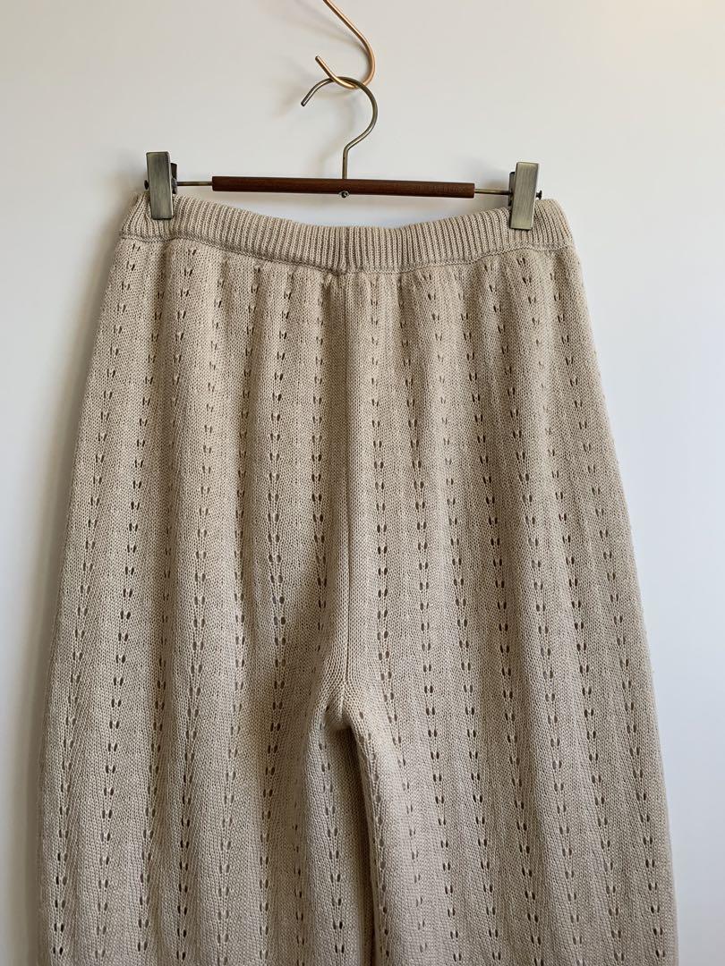 LEPSIM beige knitted wide pants lining equipped Lowrys Farm 