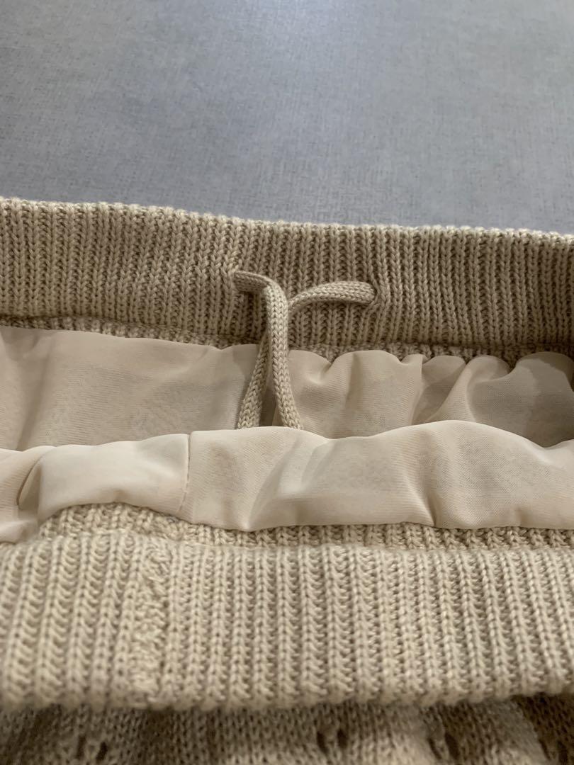 LEPSIM beige knitted wide pants lining equipped Lowrys Farm 