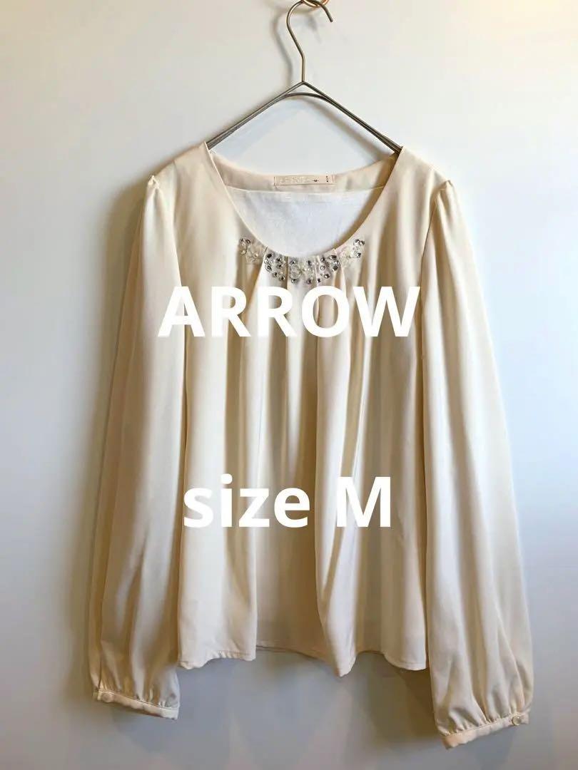 ARROW ビジュー長袖ブラウス 濃いめのアイボリー|PayPayフリマ