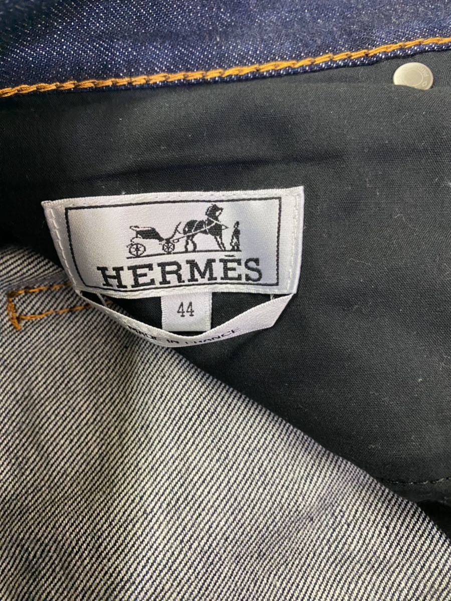 HERMES エルメス セリエボタン レザーパッチ デニムパンツ 44