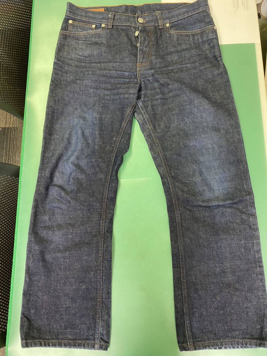 HERMES エルメス セリエボタン レザーパッチ デニムパンツ 44