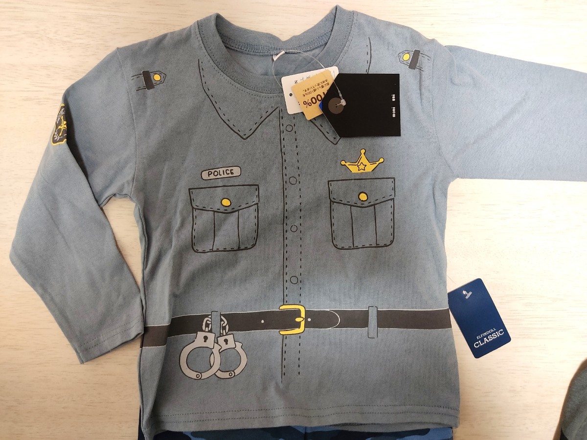 * unused! long sleeve T shirt short sleeves T-shirt short pants *100cm police . becomes .. shirt *4 pieces set * for boy * postage 230 jpy set set sale 