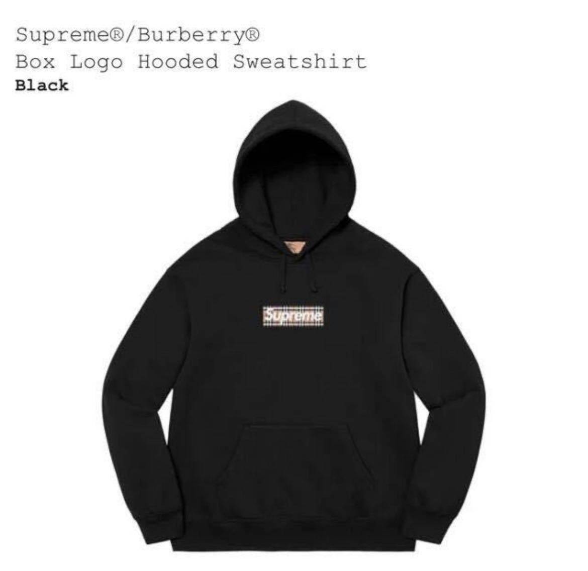 国内正規品 新品未使用 22SS Supreme Burberry Box Logo Hooded Sweatshirt Black L シュプリーム バーバリー ボックス ロゴ