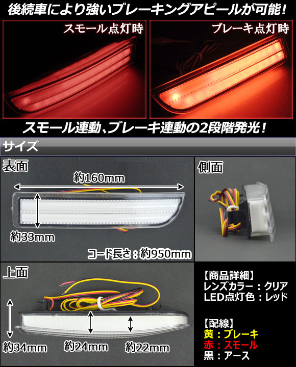 AP トヨタ汎用 LEDリフレクター クリアレンズ AP-REF-006-CL 入数：1セット(左右)_画像2