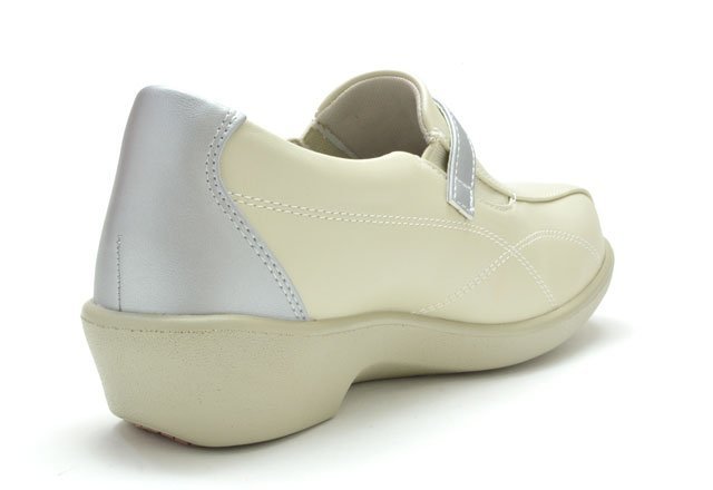  new goods topaz 2404 white / silver 24cm lady's comfort shoes lady's walking shoes slip-on shoes women's shoes TOPOZ 3E