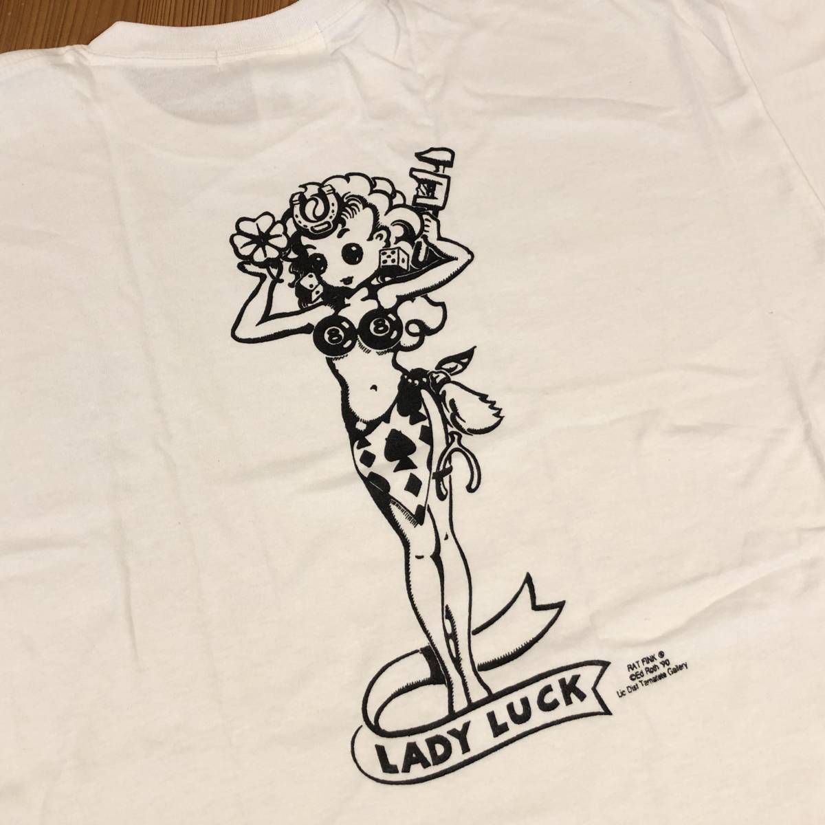 XLサイズ Lady Luck 送料込み レディーラック ホワイト 白 Tシャツ ムーンアイズ mooneyes Rat Fink ラットフィンク 好きの方にの画像1