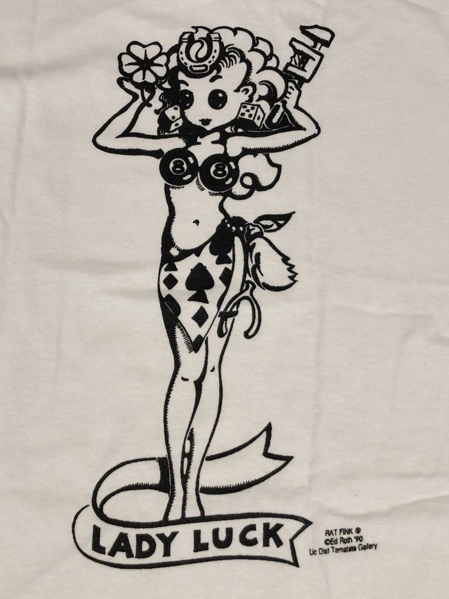 XLサイズ Lady Luck 送料込み レディーラック ホワイト 白 Tシャツ ムーンアイズ mooneyes Rat Fink ラットフィンク 好きの方にの画像6