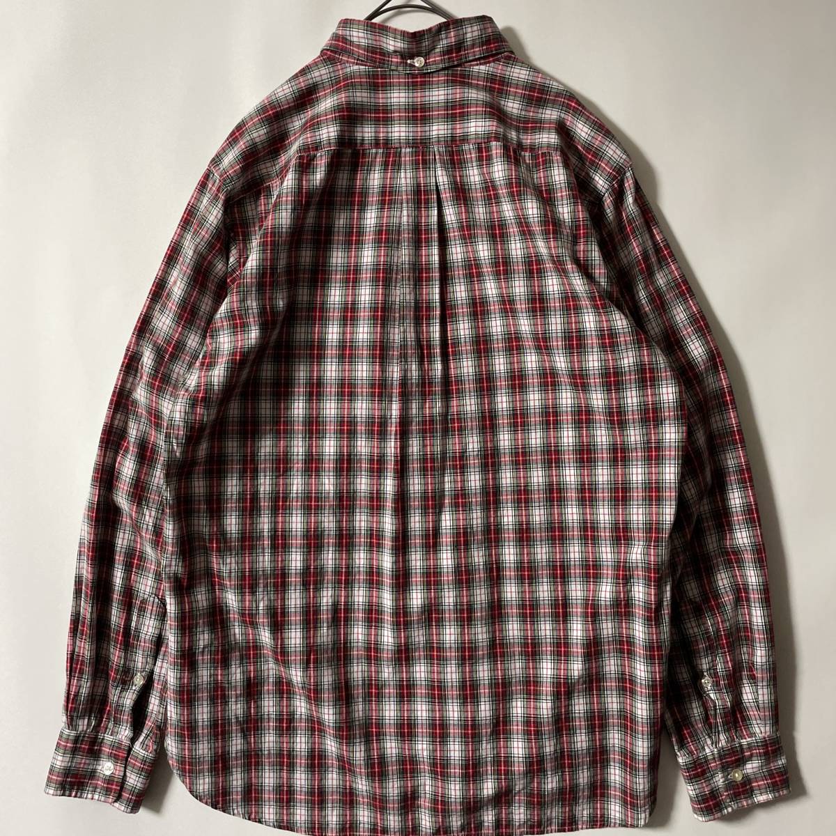 【日本製】BEAMS+ size/M (hb) ビームスプラス ボタンダウンチェックシャツ BD 長袖 レッド 赤_画像2