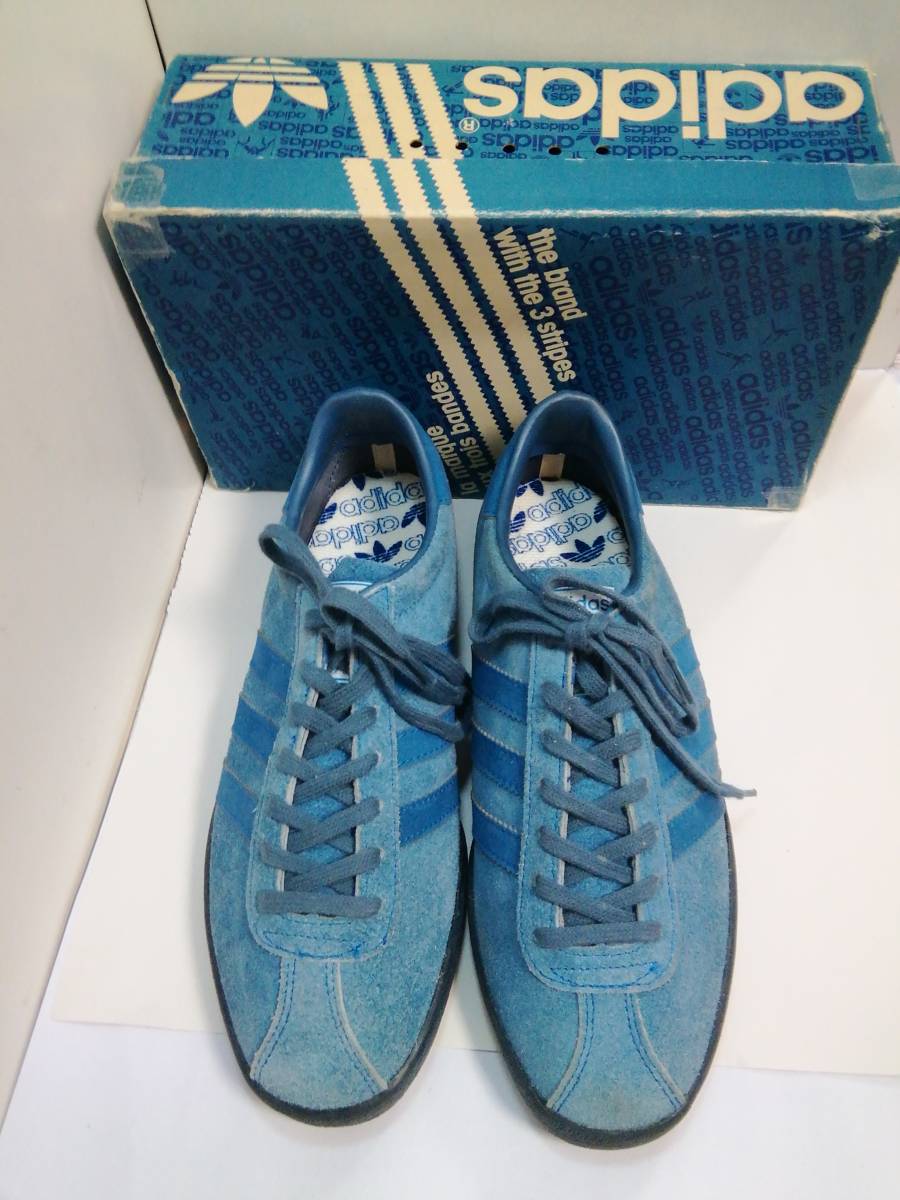 adidas「TAHITI」70年代フランス製　新品デッドストック　ブルー/ブルー　us7.5　変色汚れも概ね良/箱傷みダメージ