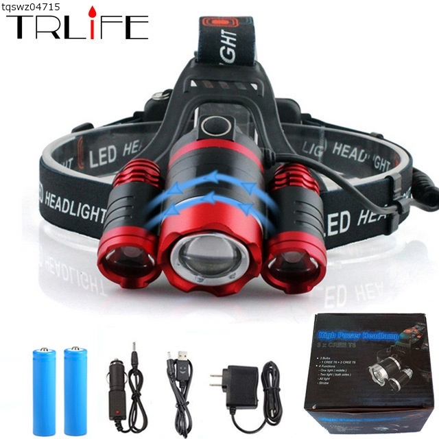 15000 ルーメン Led ヘッドライト T6 ズーム Led ヘッドランプ懐中電灯トーチヘッドライトランプ 2*