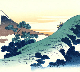 葛飾北斎 (Katsushika Hokusai) 木版画 富嶽三十六景 甲州犬目峠 初版 