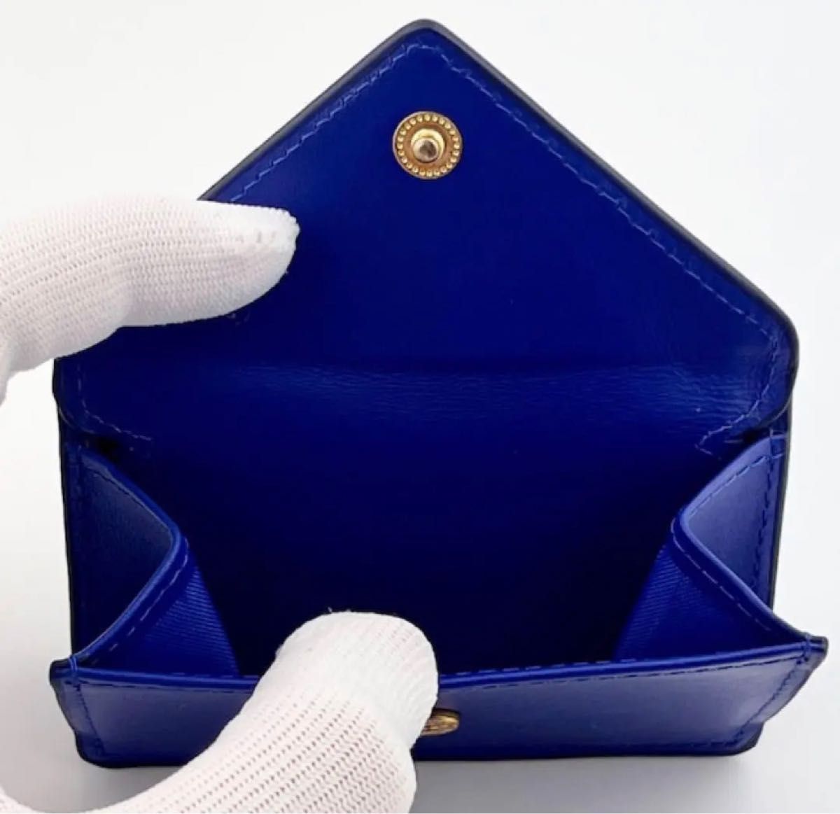 ミニ財布 レディース 三つ折り 本革 コンパクト 小さい 財布　ブルー