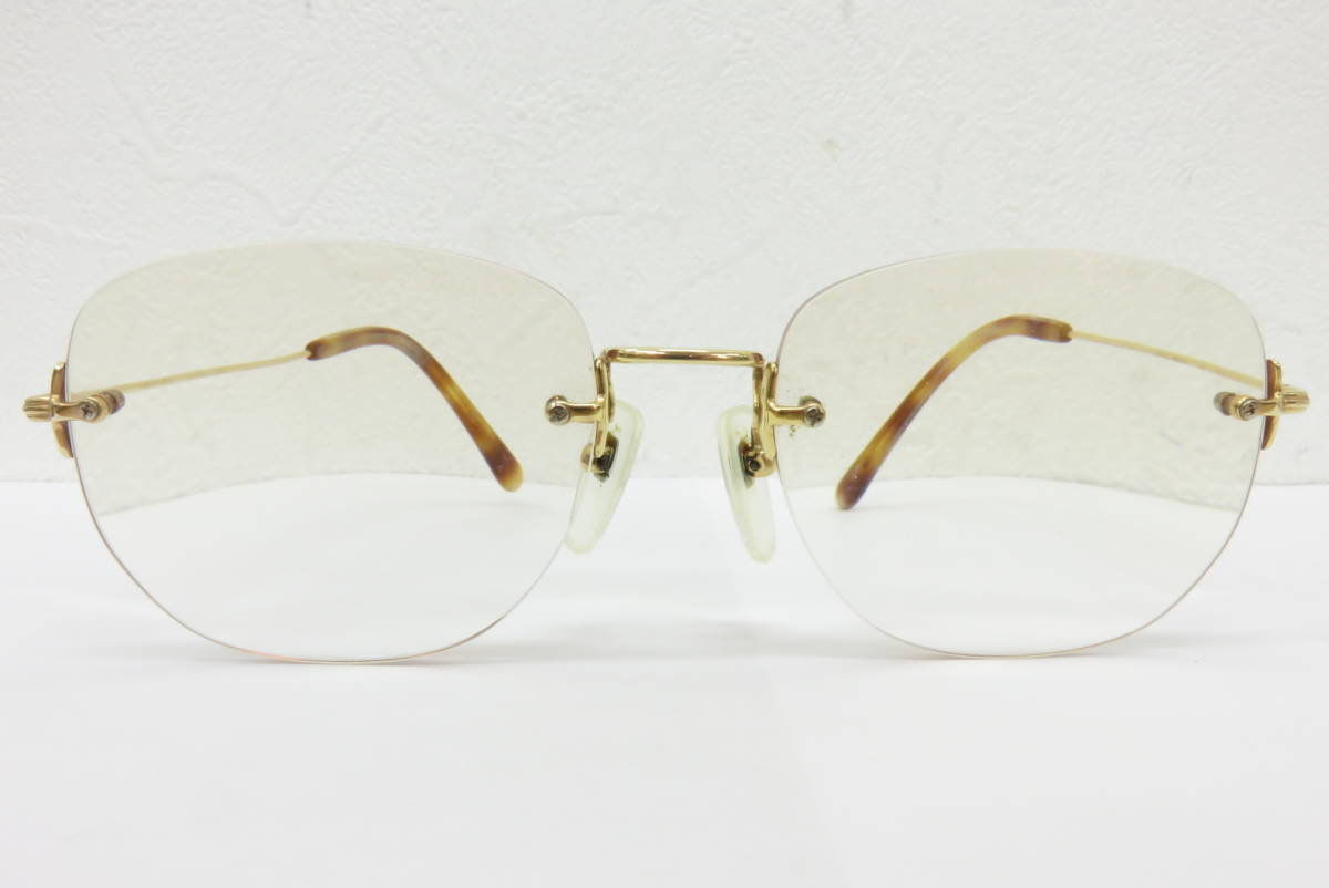 12776 ロ505-028 金縁眼鏡 K14 総重量約28.7g 度入り パリミキ PARIS