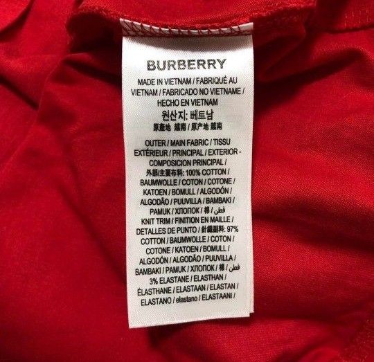 【美品】 BURBERRY  LONDON バーバリー　現行モデル　Tシャツ　カットソー　ロゴプリント レッド XS