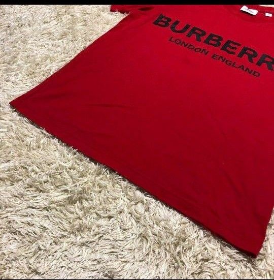 【美品】 BURBERRY  LONDON バーバリー　現行モデル　Tシャツ　カットソー　ロゴプリント レッド XS