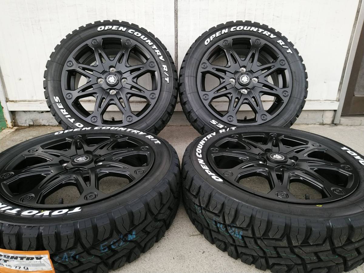 新品4本 軽自動車 ハスラー 夏タイヤ ホイールセット 165/60R15 TOYO オープンカントリーRT ホワイトレター 15インチ MUD-X_画像2