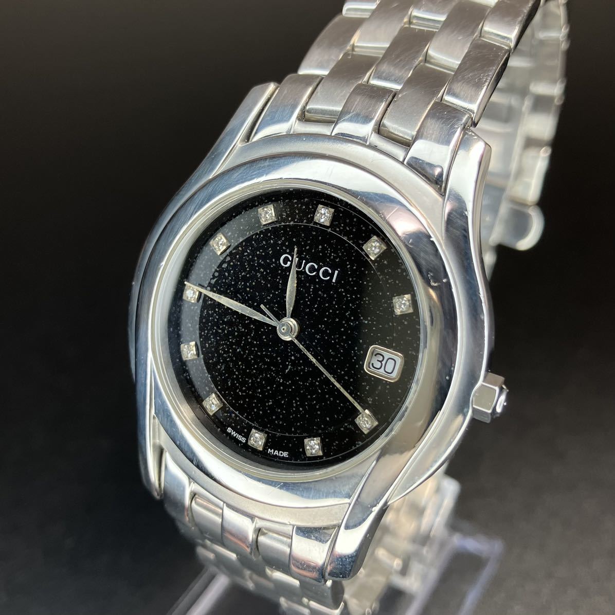 良品 正規品】 グッチ 腕時計 メンズ 5500M ダイヤモンド 11Pダイヤ