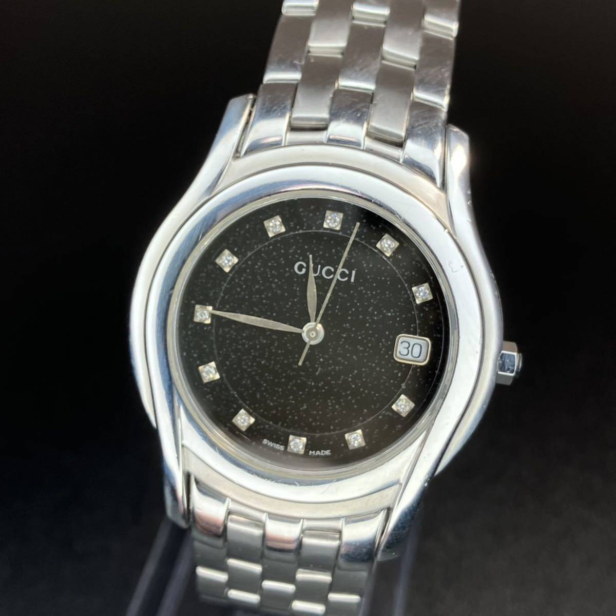 良品 正規品】 グッチ 腕時計 メンズ 5500M ダイヤモンド 11Pダイヤ
