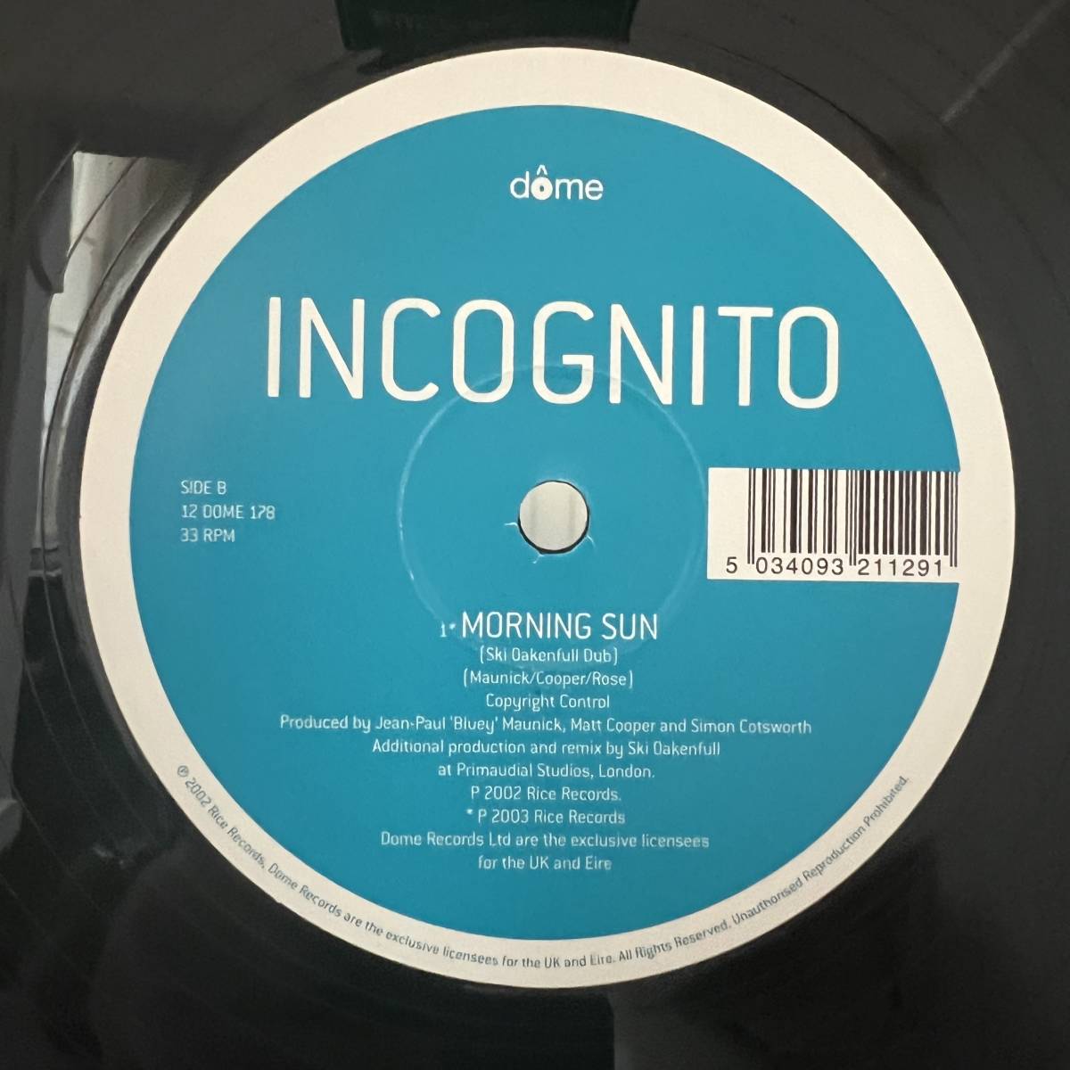 Acid Jazz 12 - Incognito - Morning Sun - Dome -VG+_画像3