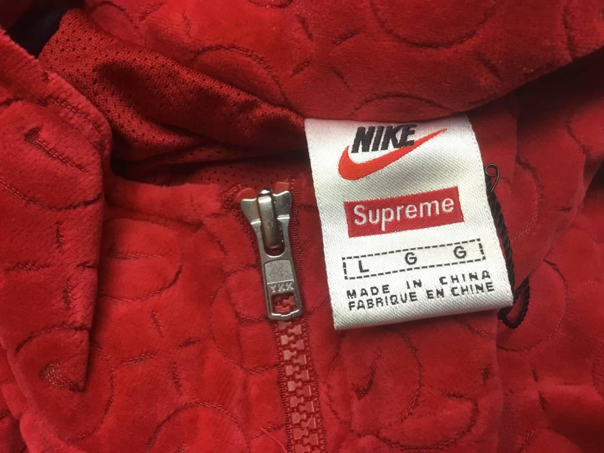 Supreme × NIKE 21SS VELOUR TRACK JACKET RED L DB0496-687 シュプリーム ナイキ ベロアトラックジャケット 未使用_画像4