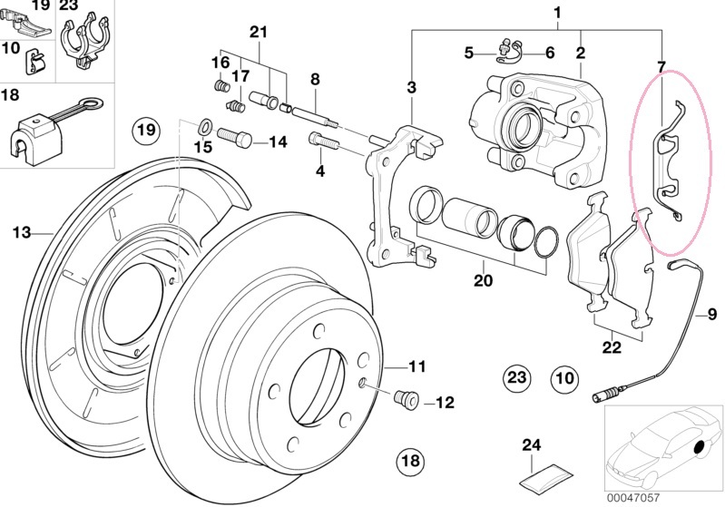 E30M3 for rear ( rear ) brake caliper fixation springs (BMW original new goods :3421 1 157 046)