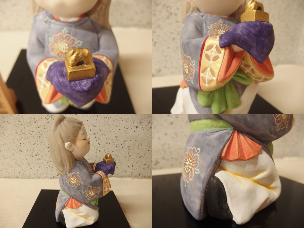0530205w[ Matsuo Akira лет произведение золотой печать фиолетовый . Hakata кукла ] украшение / произведение искусства /H22cm степени / б/у товар 