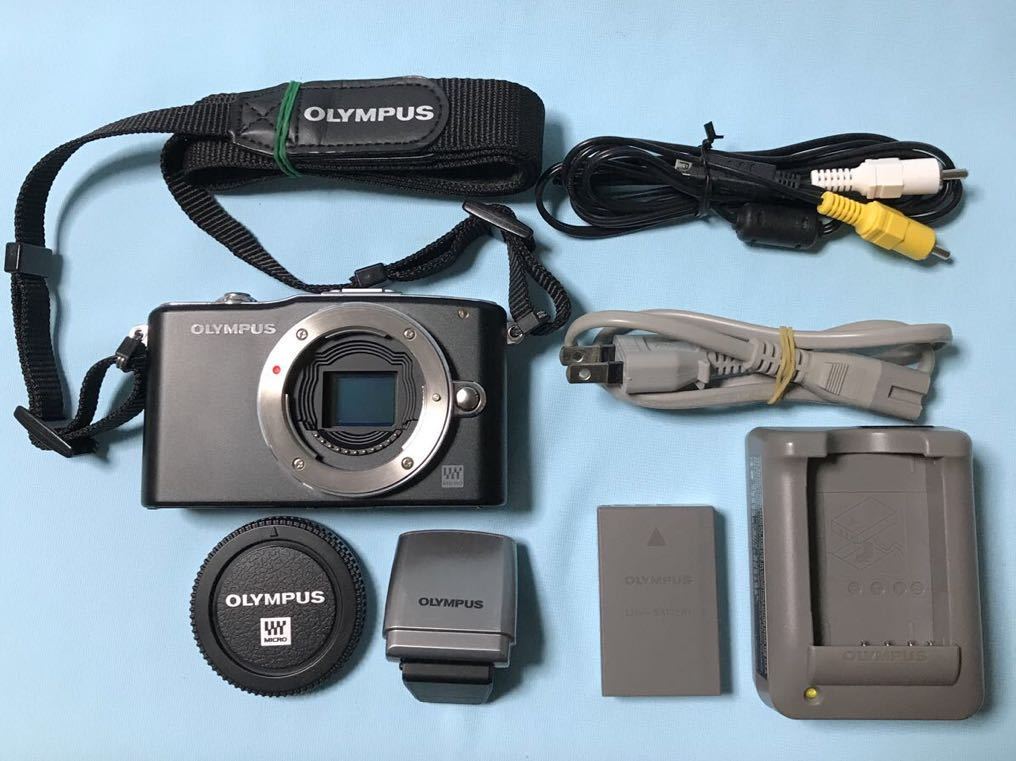 【バッテリー・充電器・ストロボ・ストラップ付】オリンパス PEN Mini E-PM1 ミラーレス一眼 デジタルカメラ BB7501541　+　充電器 BCS-5