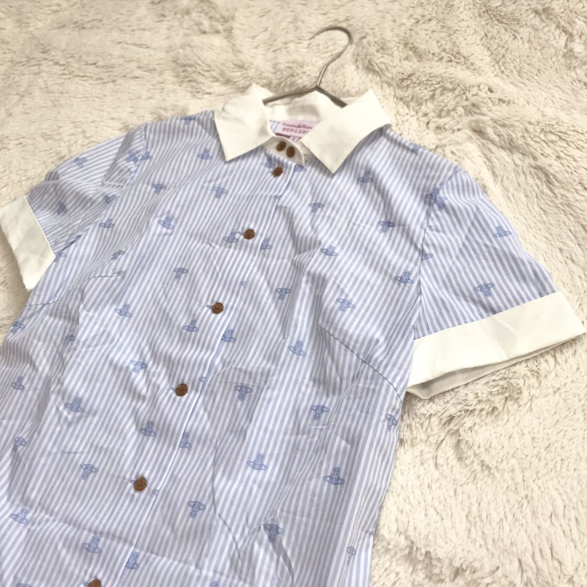 大きいサイズ L 美品 Vivienne Westwood オーブ柄 シャツ-