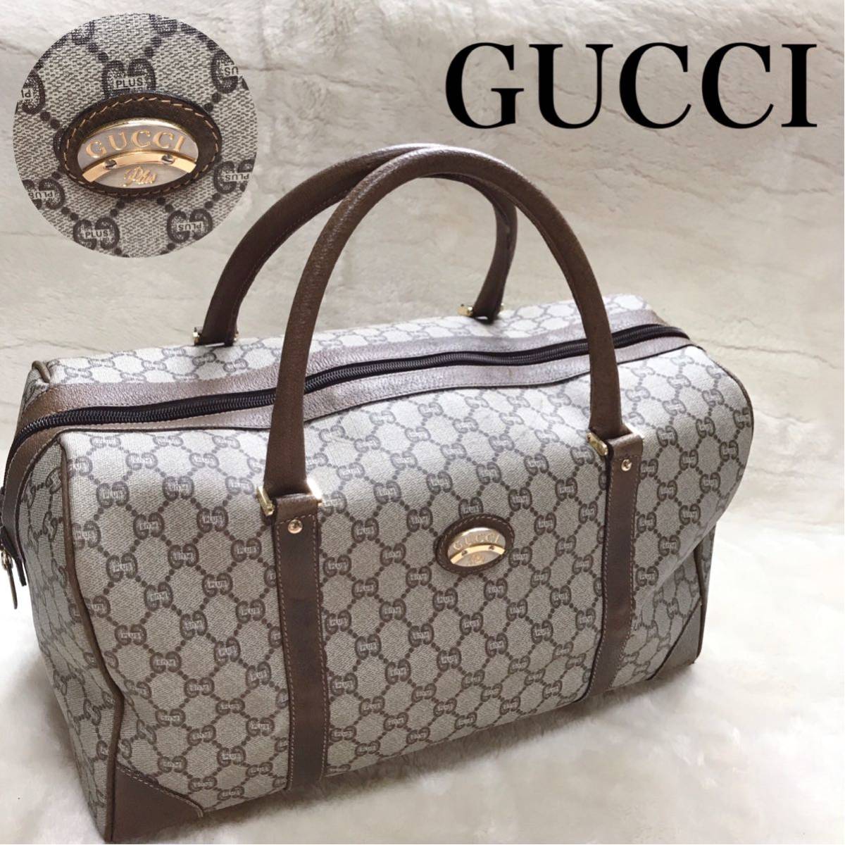 グッチ GUCCI ボストンバッグ GGプラス ブラウン レザー PVC 2171631