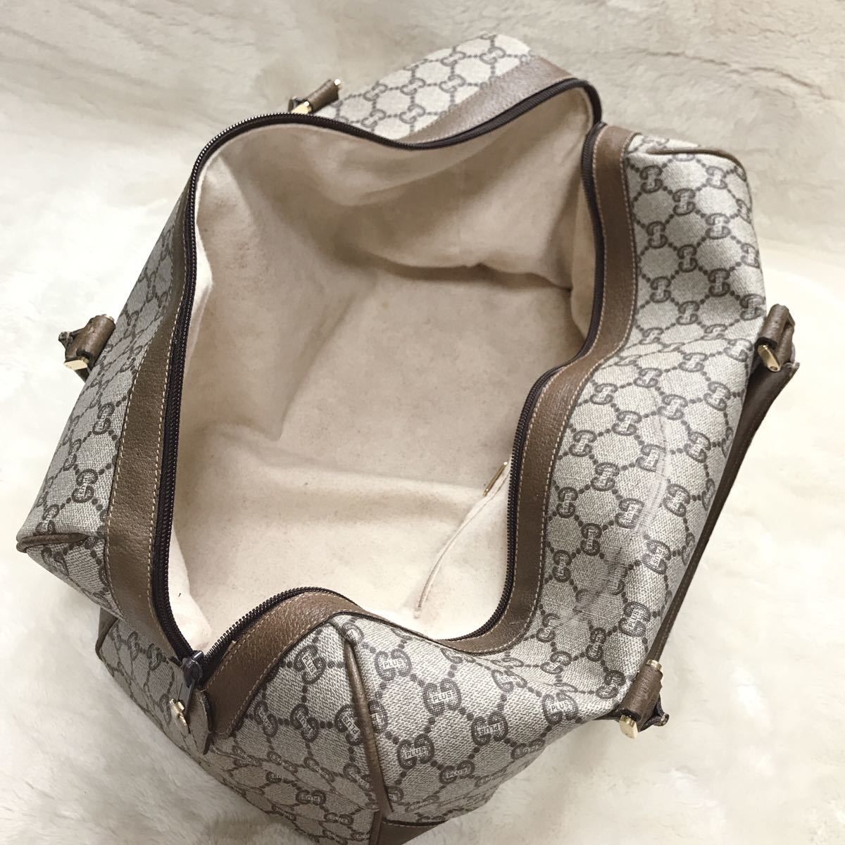 GUCCI PLUS オールドグッチプラス PVCレザー×本革 ボストンバッグ