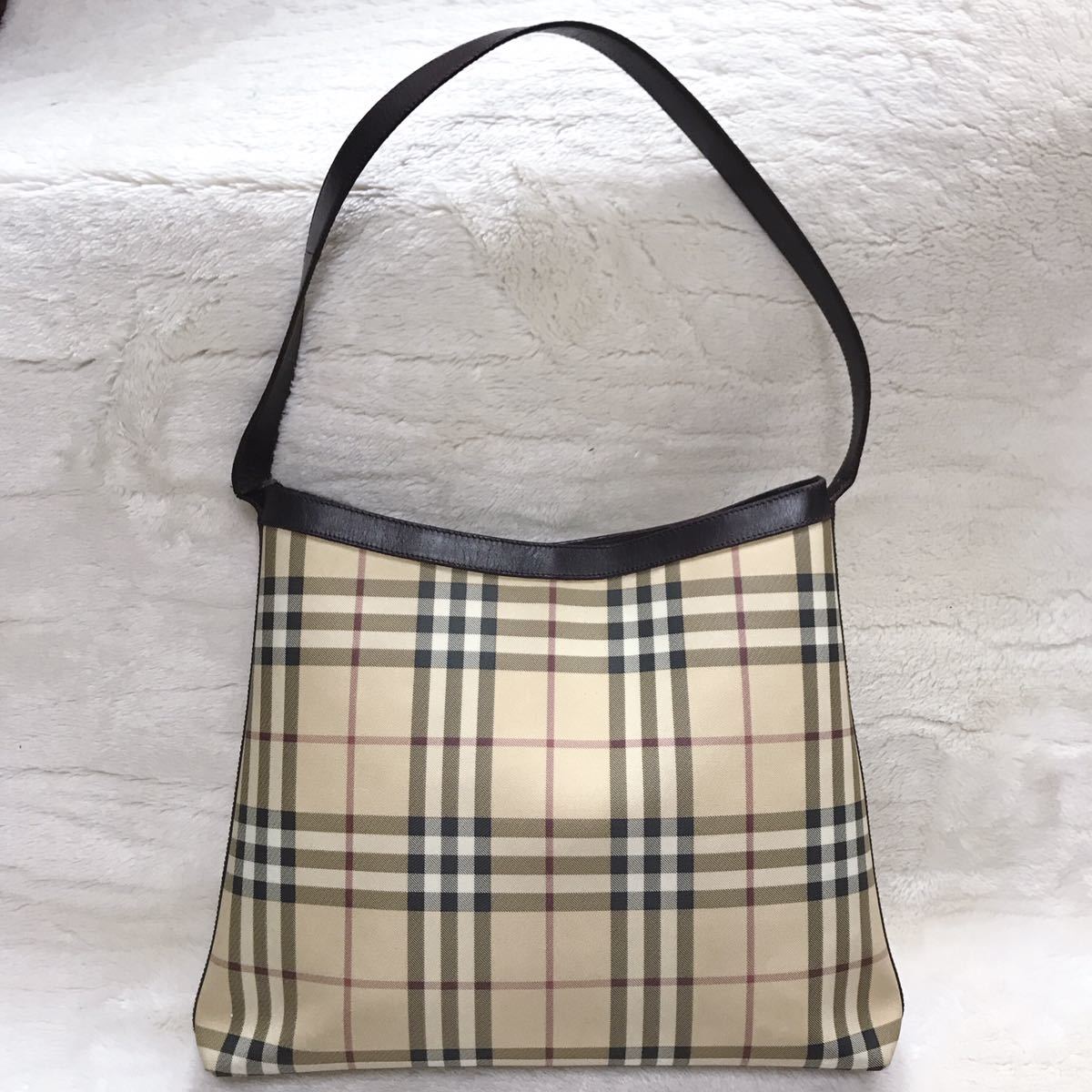 BURBERRY ワンショルダー ロンドン ノバチェック PVC ブラウン