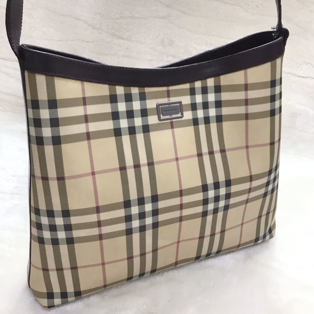 BURBERRY ワンショルダー ロンドン ノバチェック PVC ブラウン