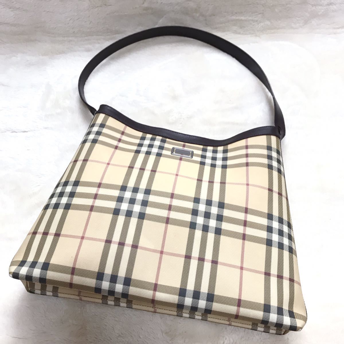 BURBERRY ワンショルダー ロンドン ノバチェック PVC ブラウン